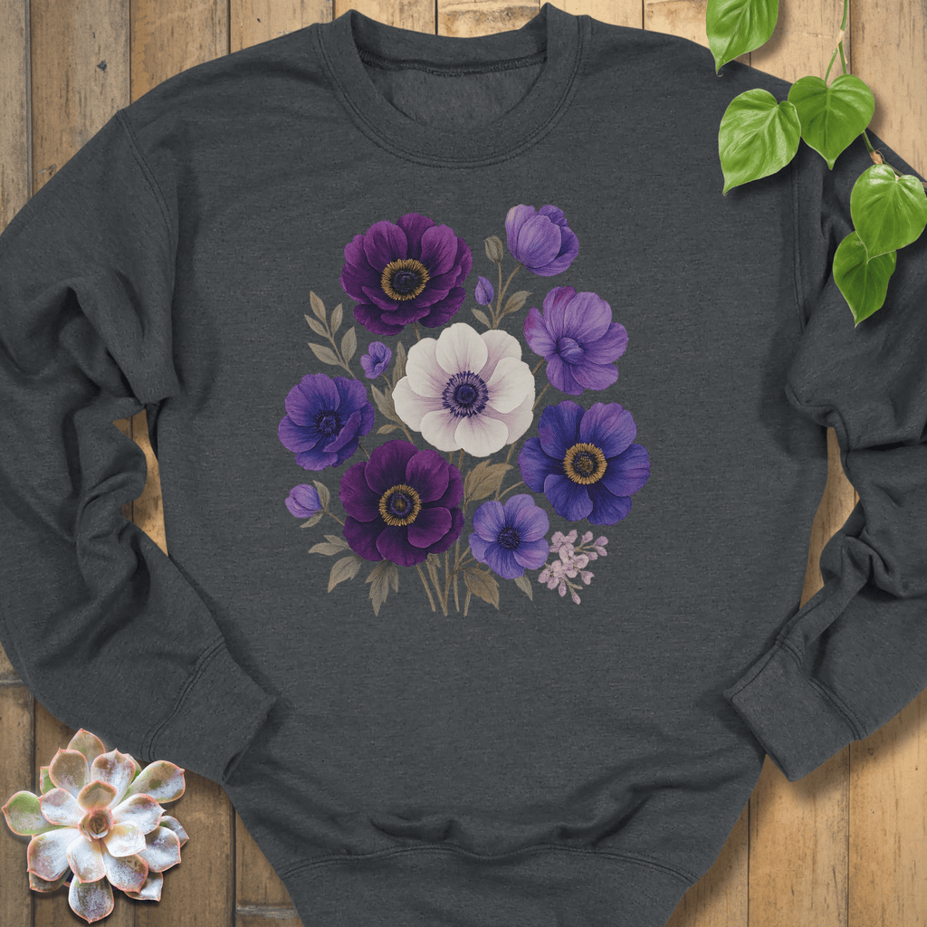 Dark Heather / S Purple Bloom Bouquet Sweatshirt Sweatshirt
