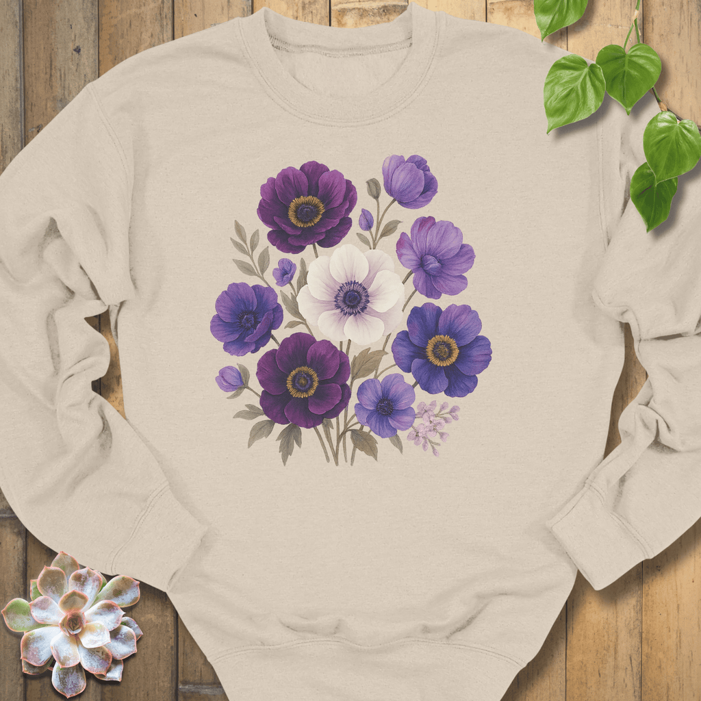 Sand / S Purple Bloom Bouquet Sweatshirt Sweatshirt