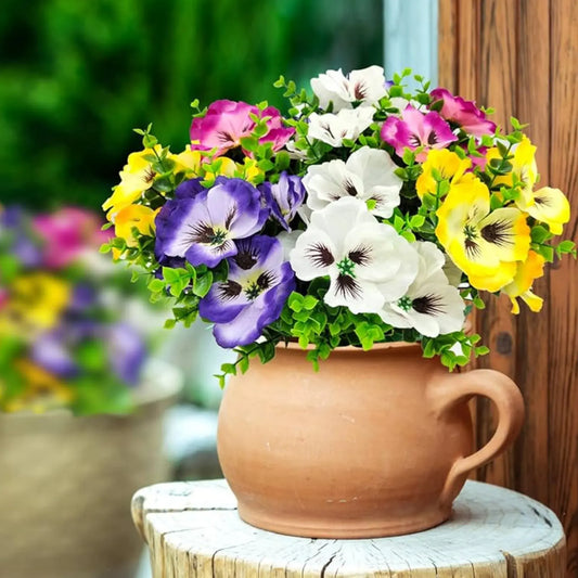 Rice Paper Handmade Pansy Flowers (6 Pieces) Home Decor