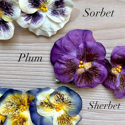 Plum Rice Paper Handmade Pansy Flowers (6 Pieces) Home Decor
