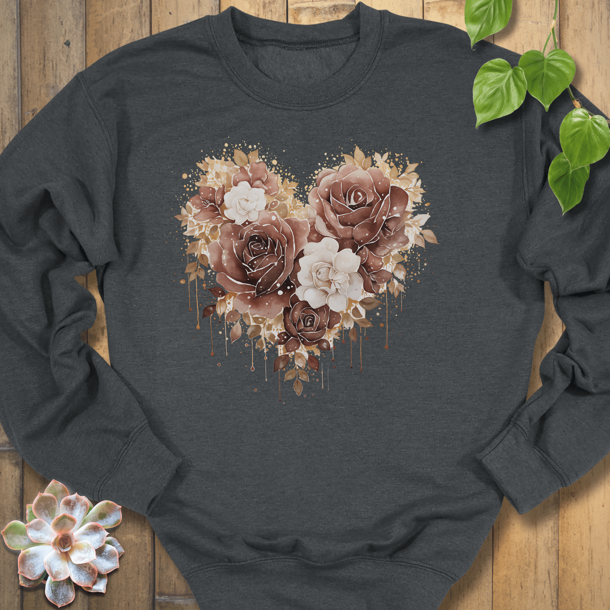 Dark Heather / S Rose Loveheart Sweatshirt Sweatshirt