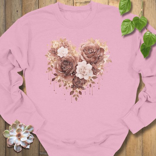 Light Pink / S Rose Loveheart Sweatshirt Sweatshirt