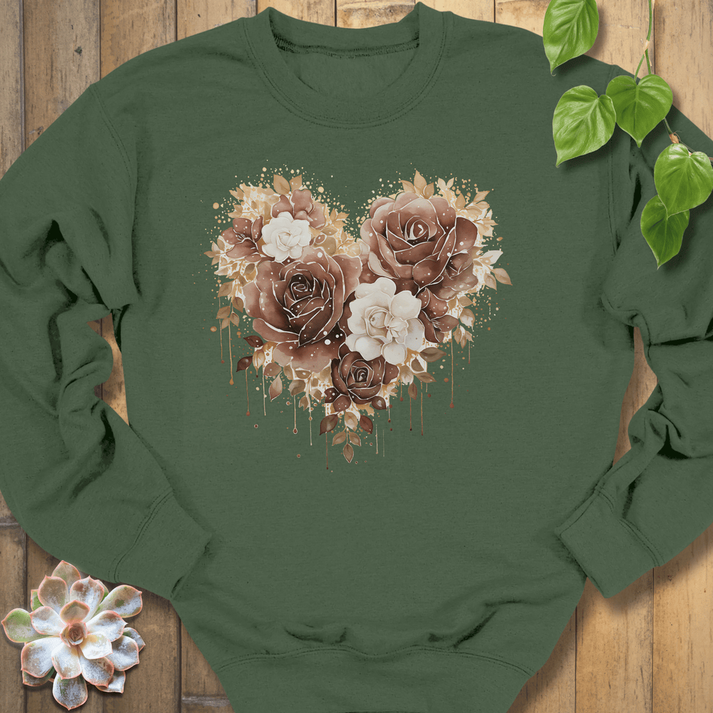 Military Green / S Rose Loveheart Sweatshirt Sweatshirt