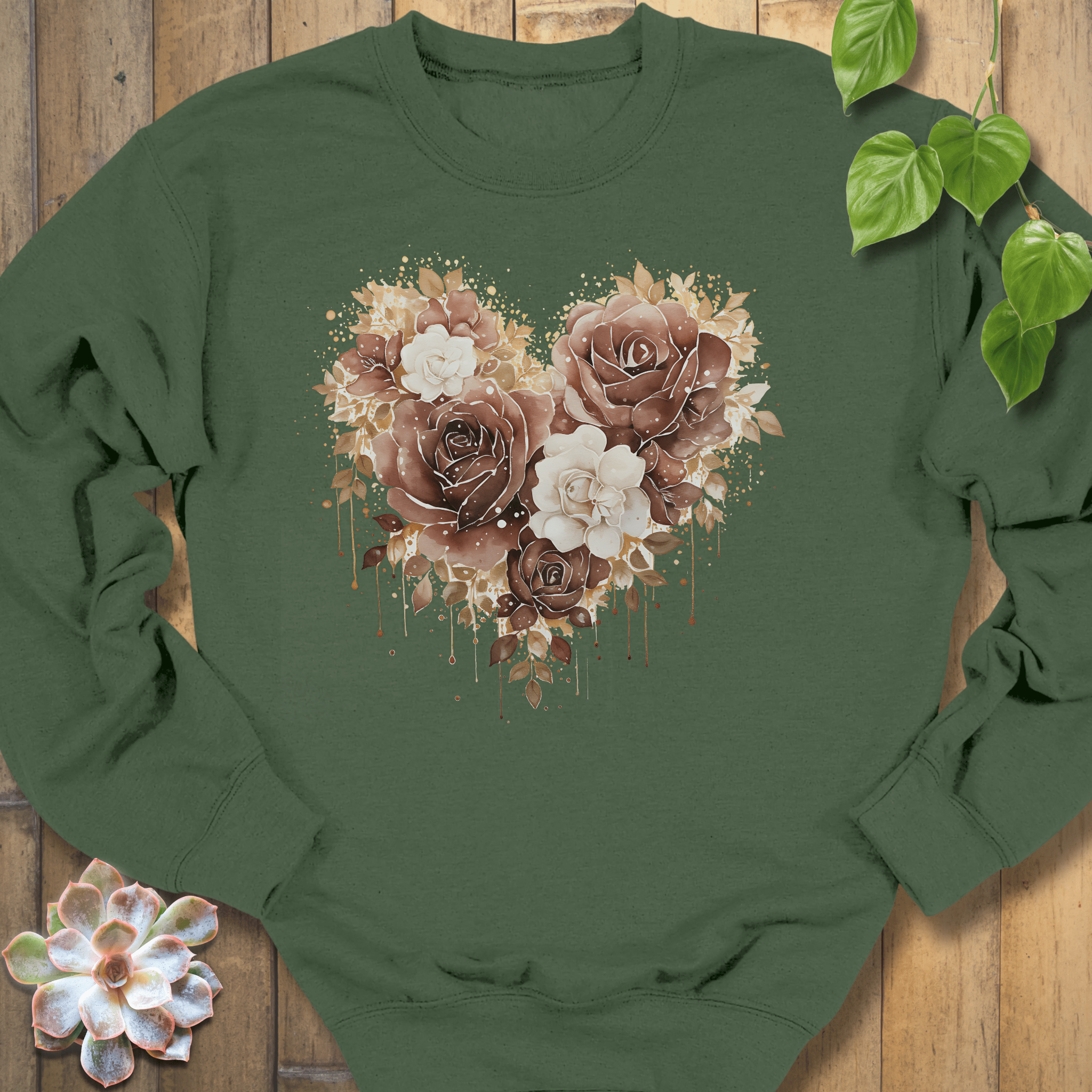 Military Green / S Rose Loveheart Sweatshirt Sweatshirt