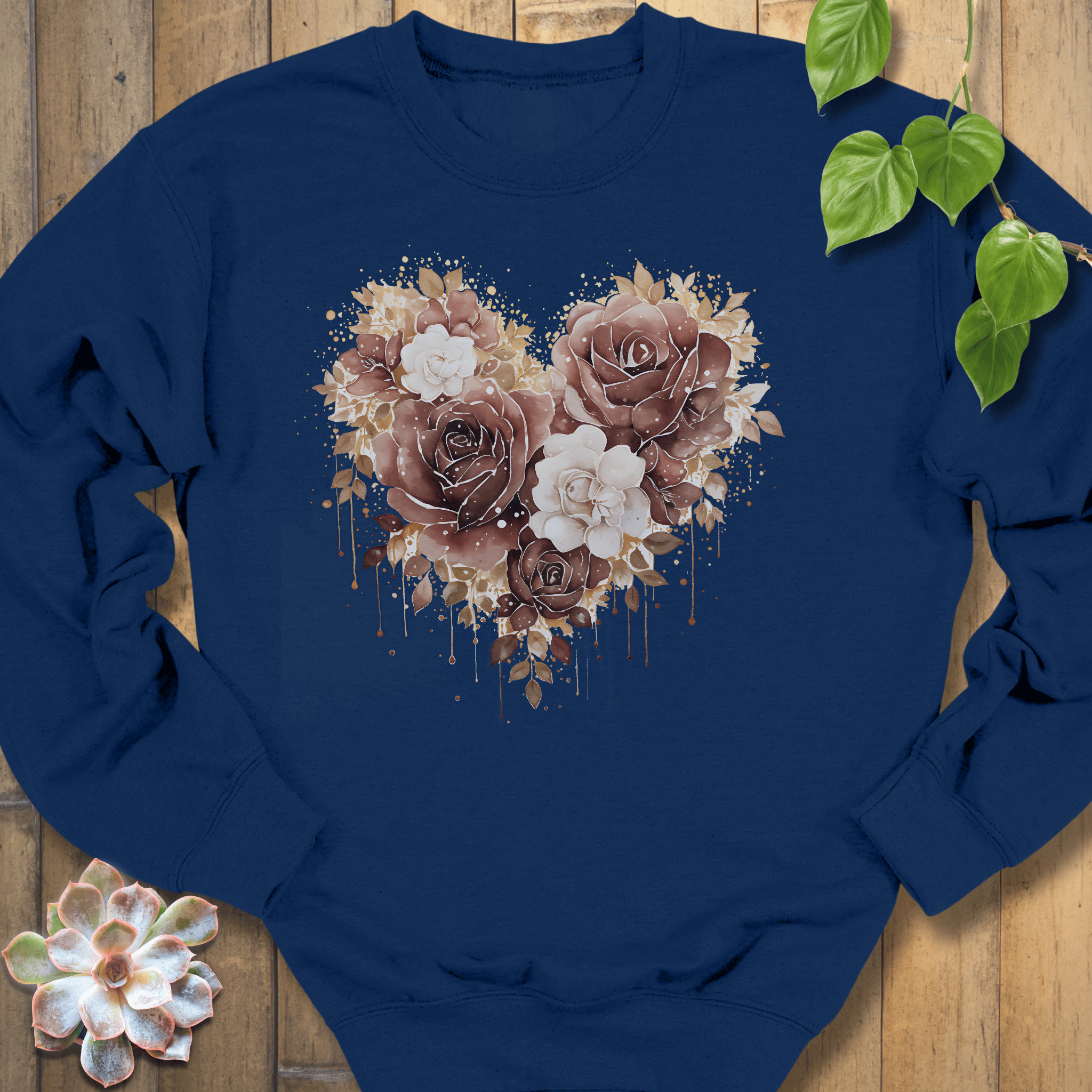 Navy / S Rose Loveheart Sweatshirt Sweatshirt