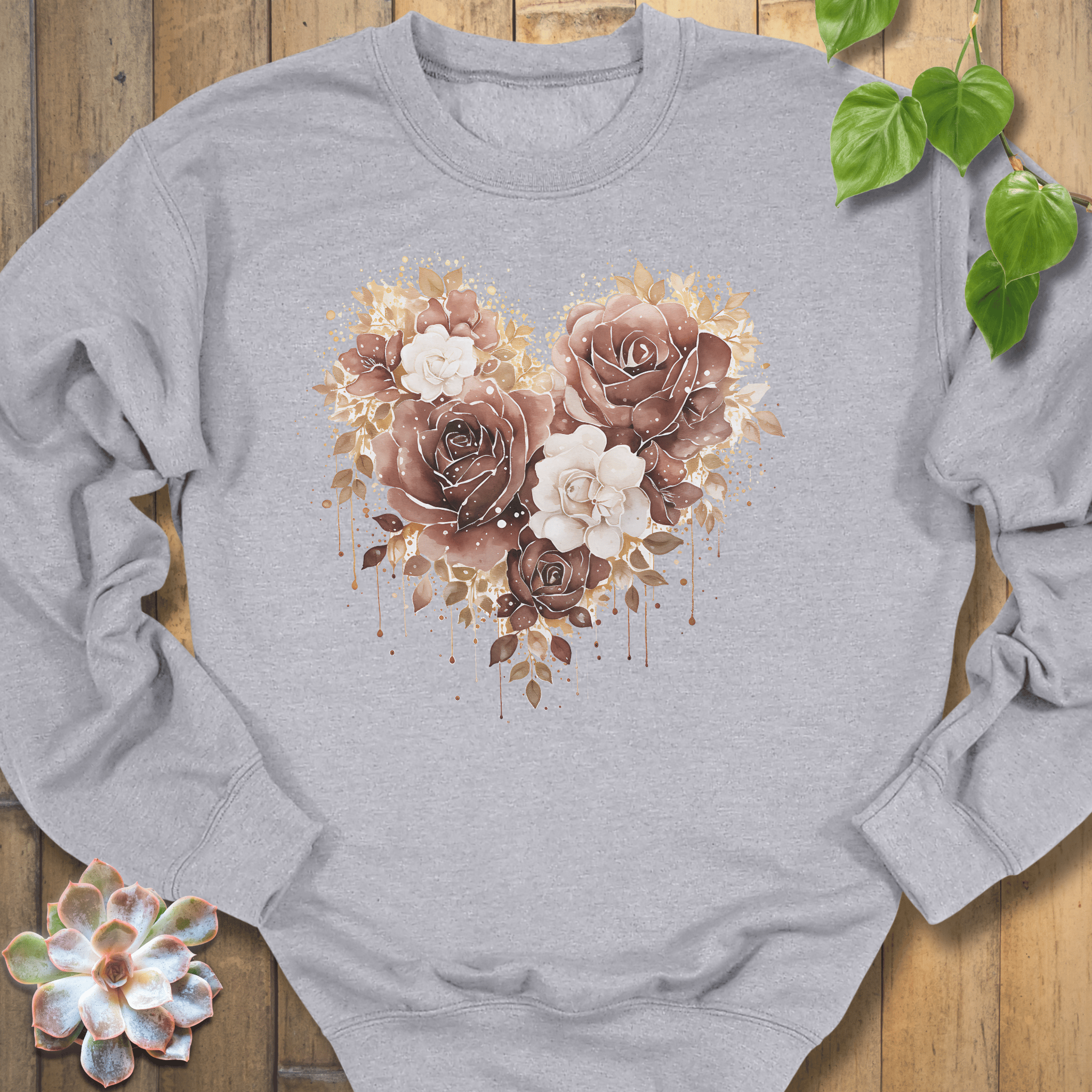 Sport Grey / S Rose Loveheart Sweatshirt Sweatshirt