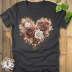 Dark Grey Heather / S Rose Loveheart T-Shirt T-Shirt