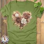 Heather Green / S Rose Loveheart T-Shirt T-Shirt