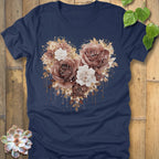Heather Navy / S Rose Loveheart T-Shirt T-Shirt