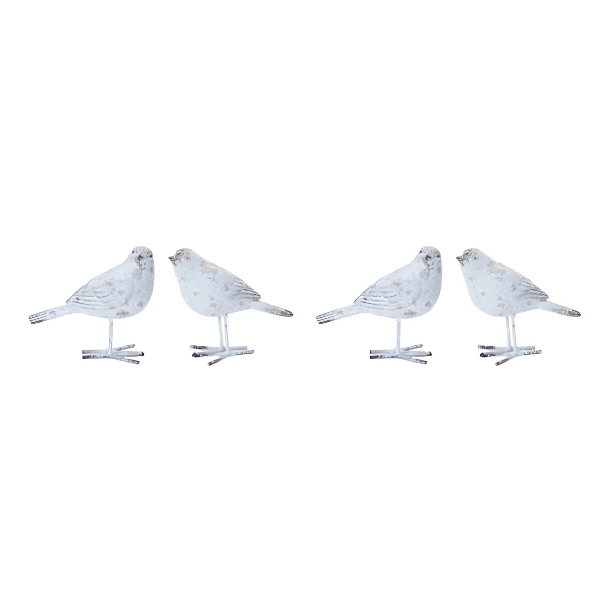 Grey; Brown / Set Of 4 / Resin Rustic Bird Figurine Bird Figurine