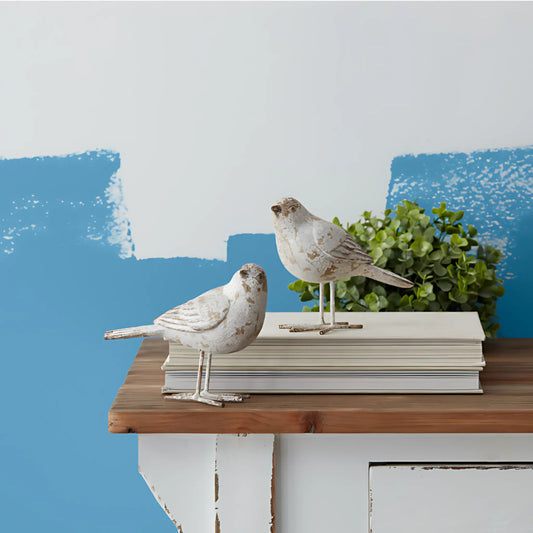 Grey; Brown / Set Of 4 / Resin Rustic Bird Figurine Bird Figurine