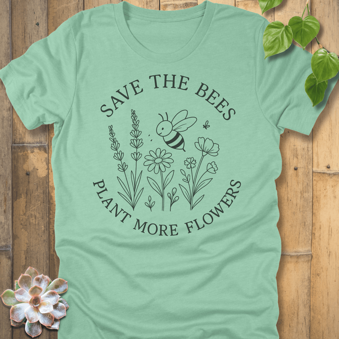 Heather Mint / S Save The Bees T-Shirt T-Shirt