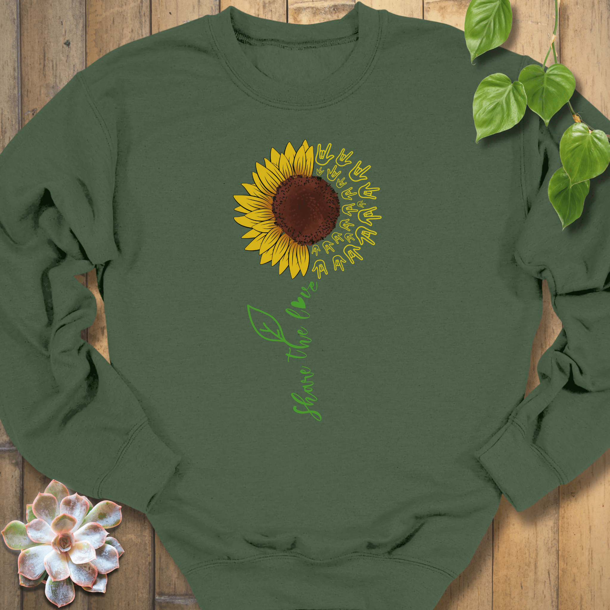 Military Green / S Share The Love Sweatshirt Sweatshirt