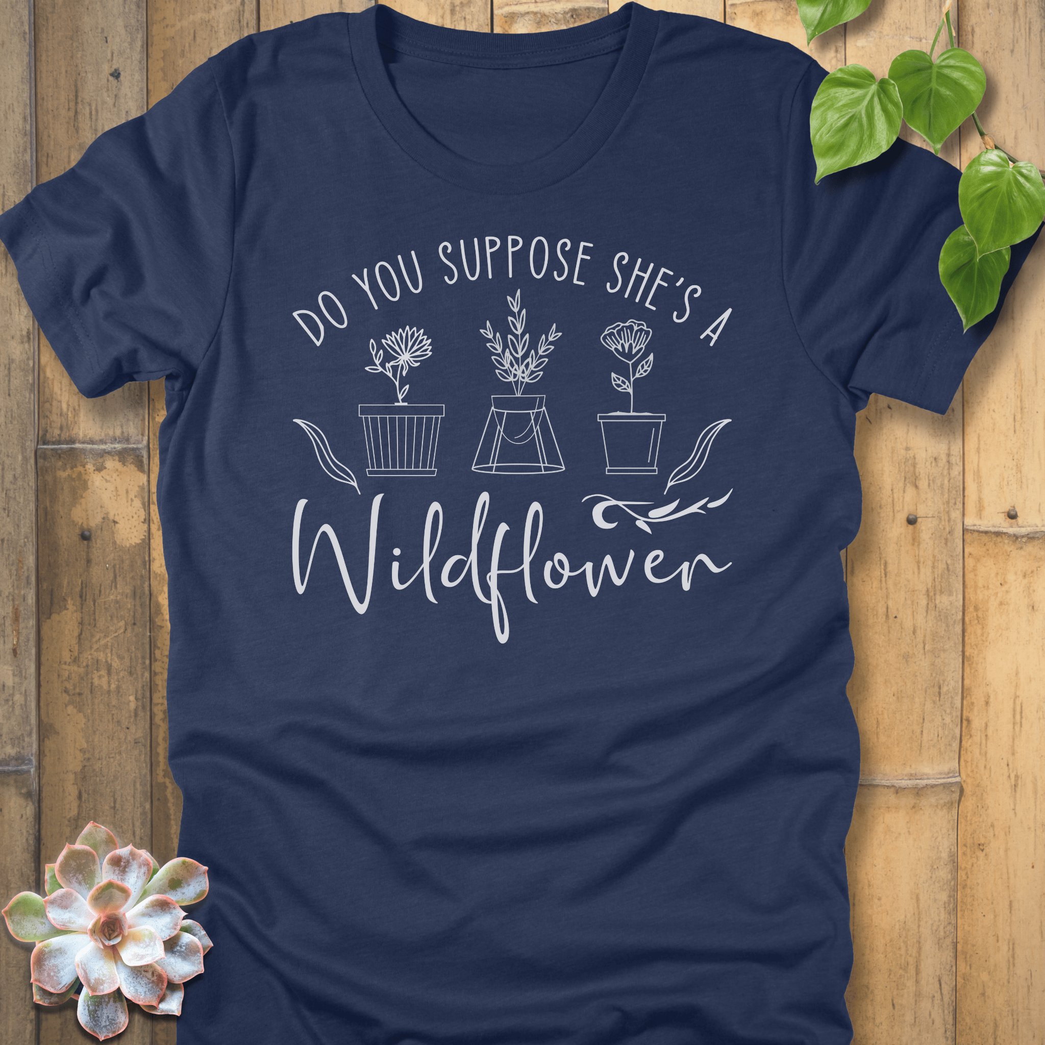 Heather Navy / S She's Wildflower T-Shirt T-Shirt