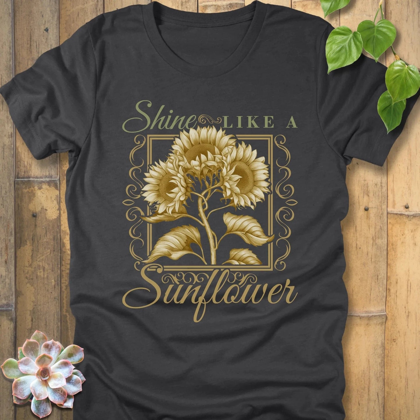Dark Grey Heather / S Shine Like A Sunflower T-Shirt T-Shirt