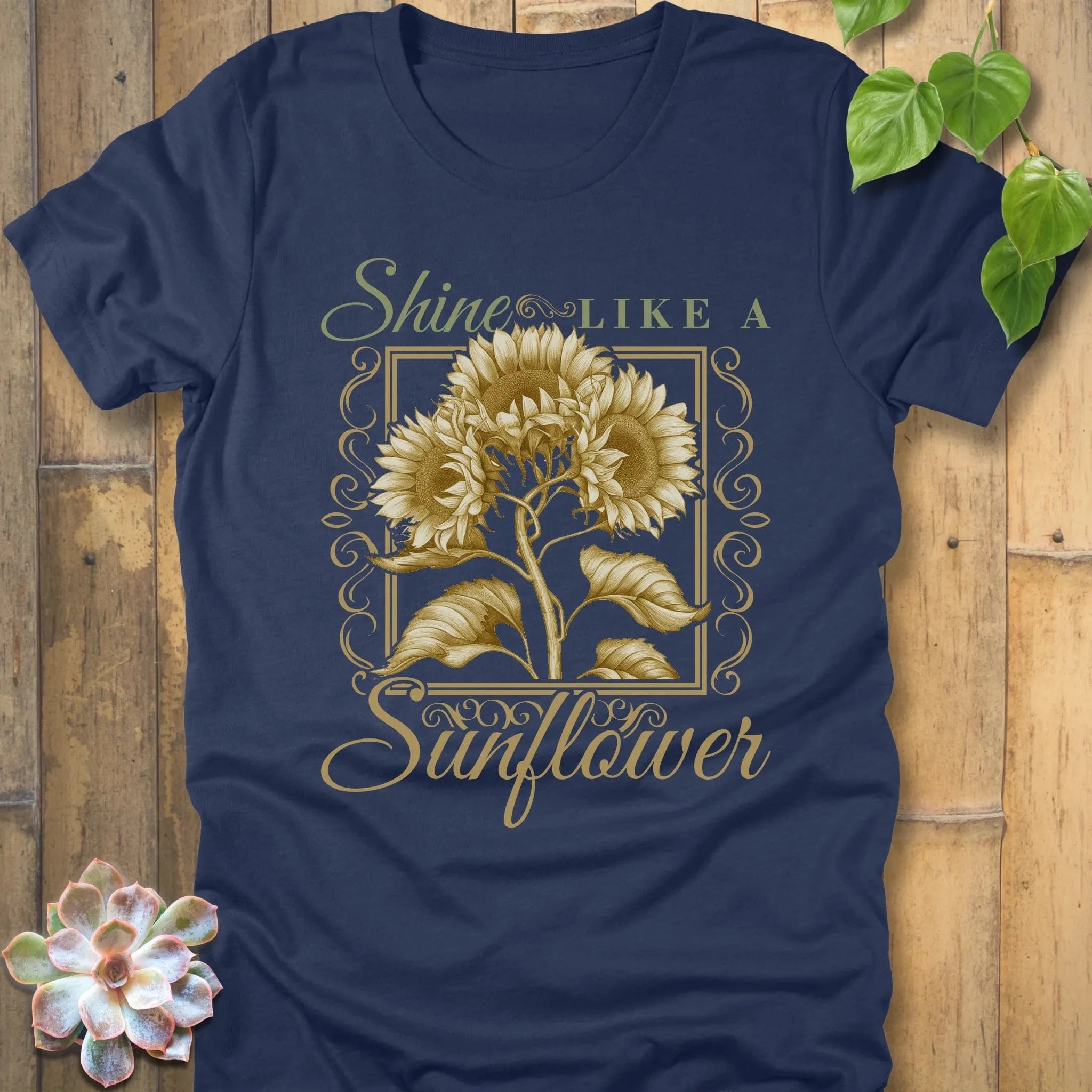 Heather Navy / S Shine Like A Sunflower T-Shirt T-Shirt