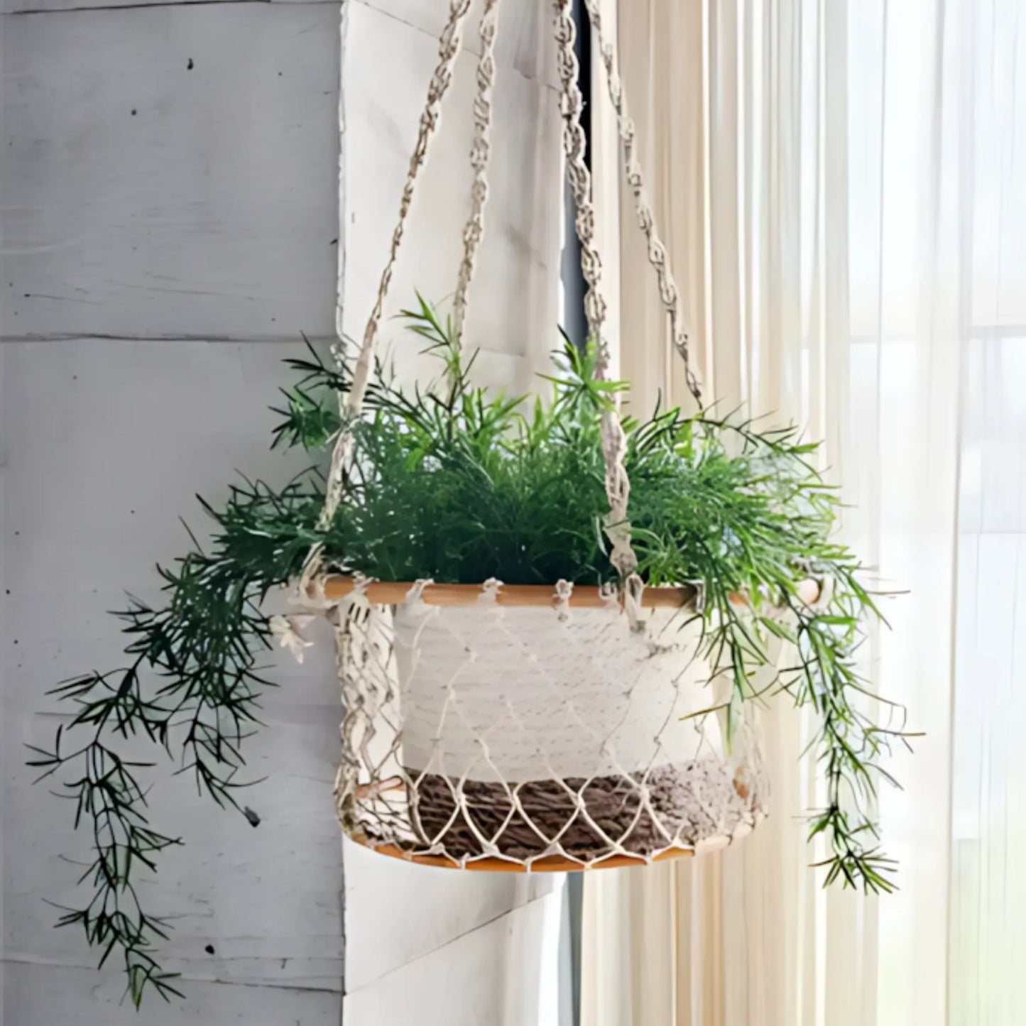 Single Hanging Basket – Handcrafted Jhuri Planter for Indoor & Outdoor Use Home & Garden