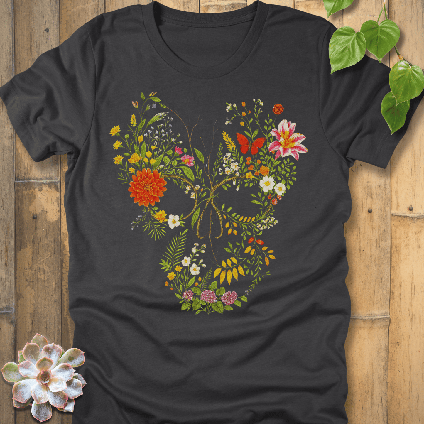 Dark Grey Heather / S Skull In Bloom T-Shirt T-Shirt