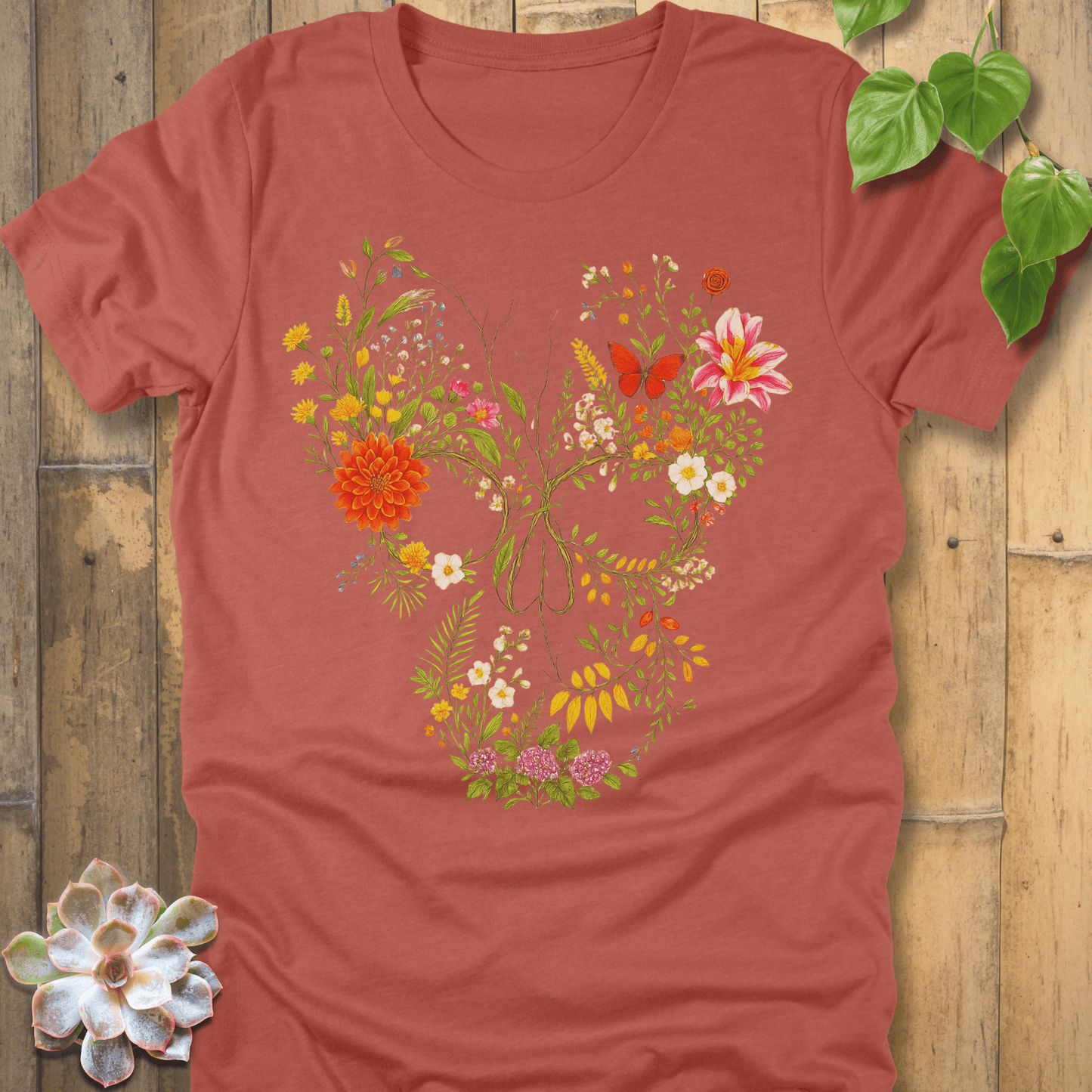 Heather Clay / S Skull In Bloom T-Shirt T-Shirt