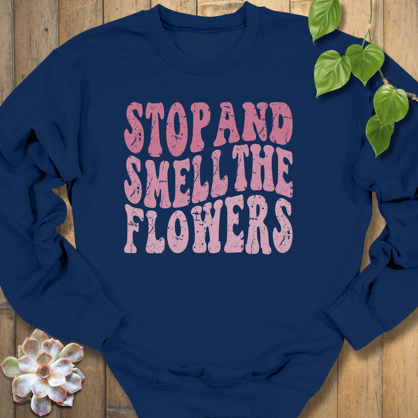 Navy / S Smell The Flowers Sweatshirt Sweatshirt