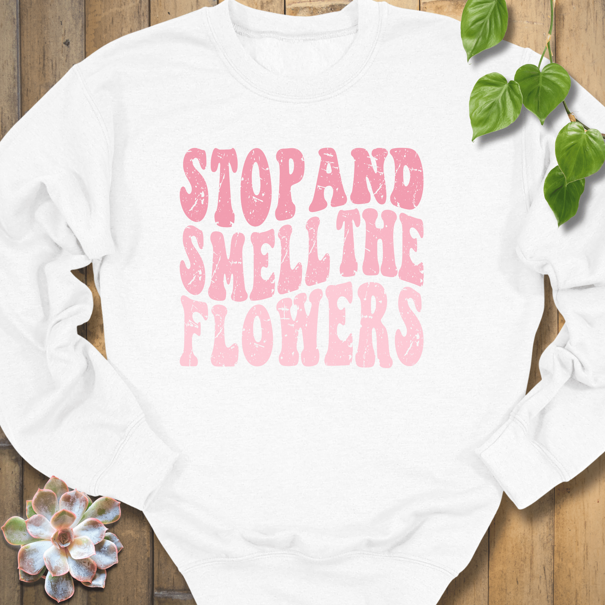 White / S Smell The Flowers Sweatshirt Sweatshirt