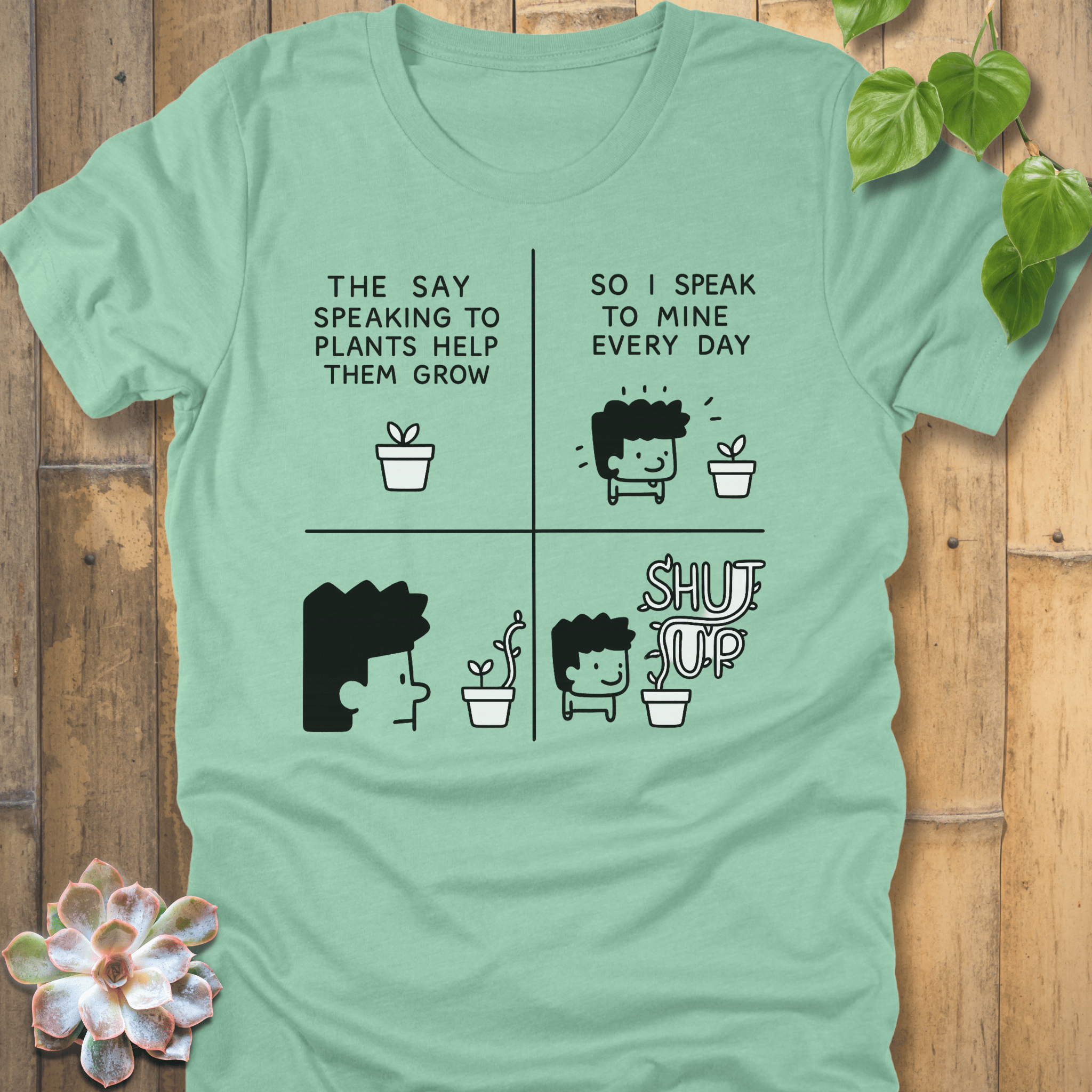 Heather Mint / S Speaking To Plants T-shirt T-Shirt