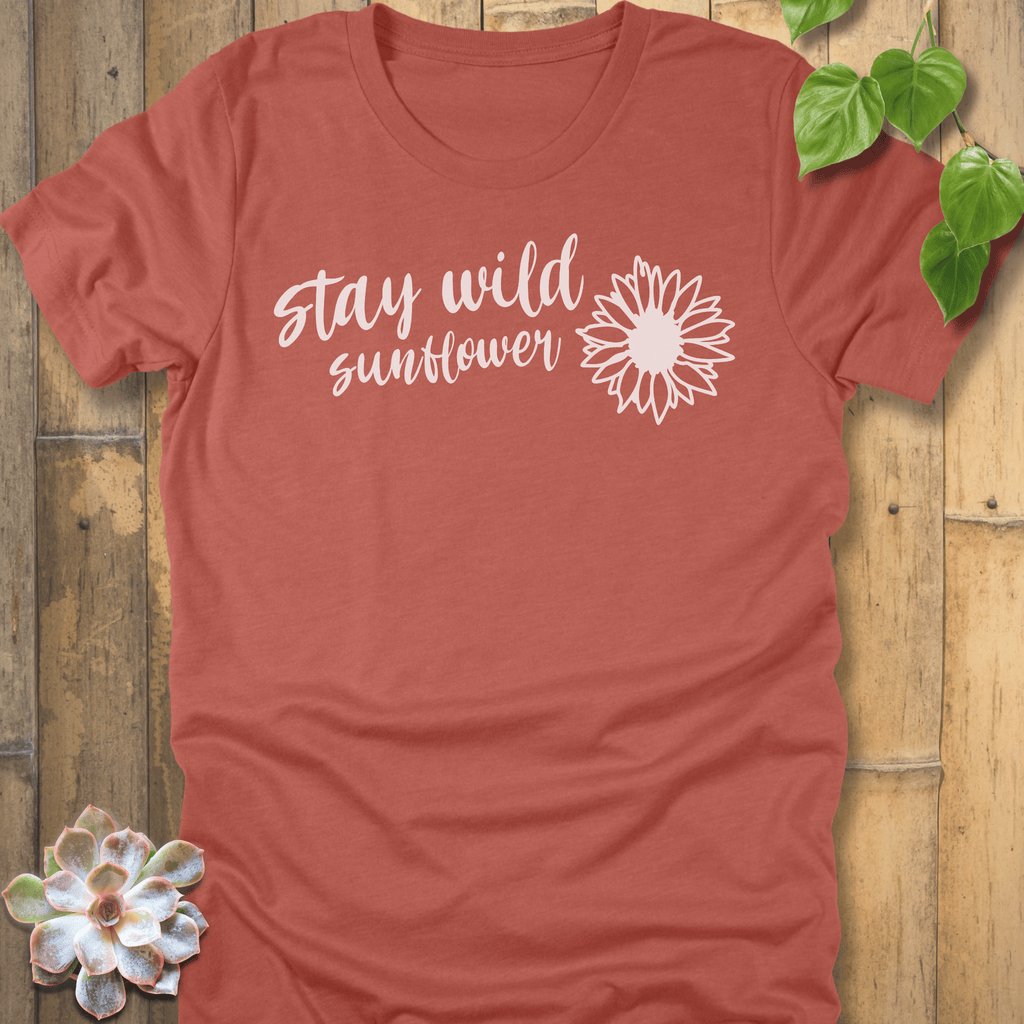 Heather Clay / S Stay Wild Sunflower T-Shirt T-Shirt