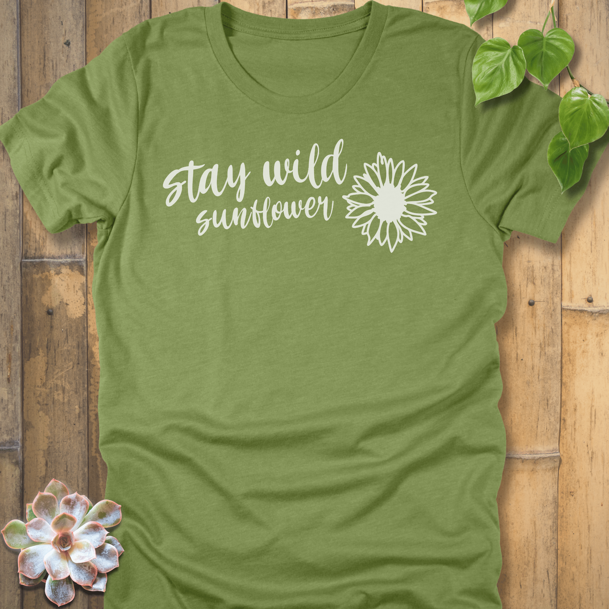 Heather Green / XL Stay Wild Sunflower T-Shirt T-Shirt