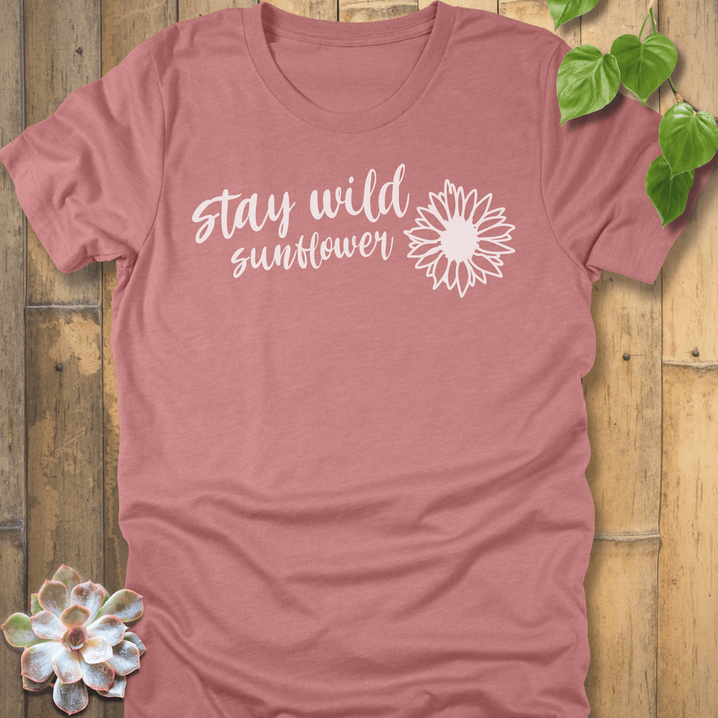 Heather Mauve / S Stay Wild Sunflower T-Shirt T-Shirt
