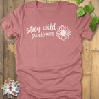 Heather Mauve / S Stay Wild Sunflower T-Shirt T-Shirt