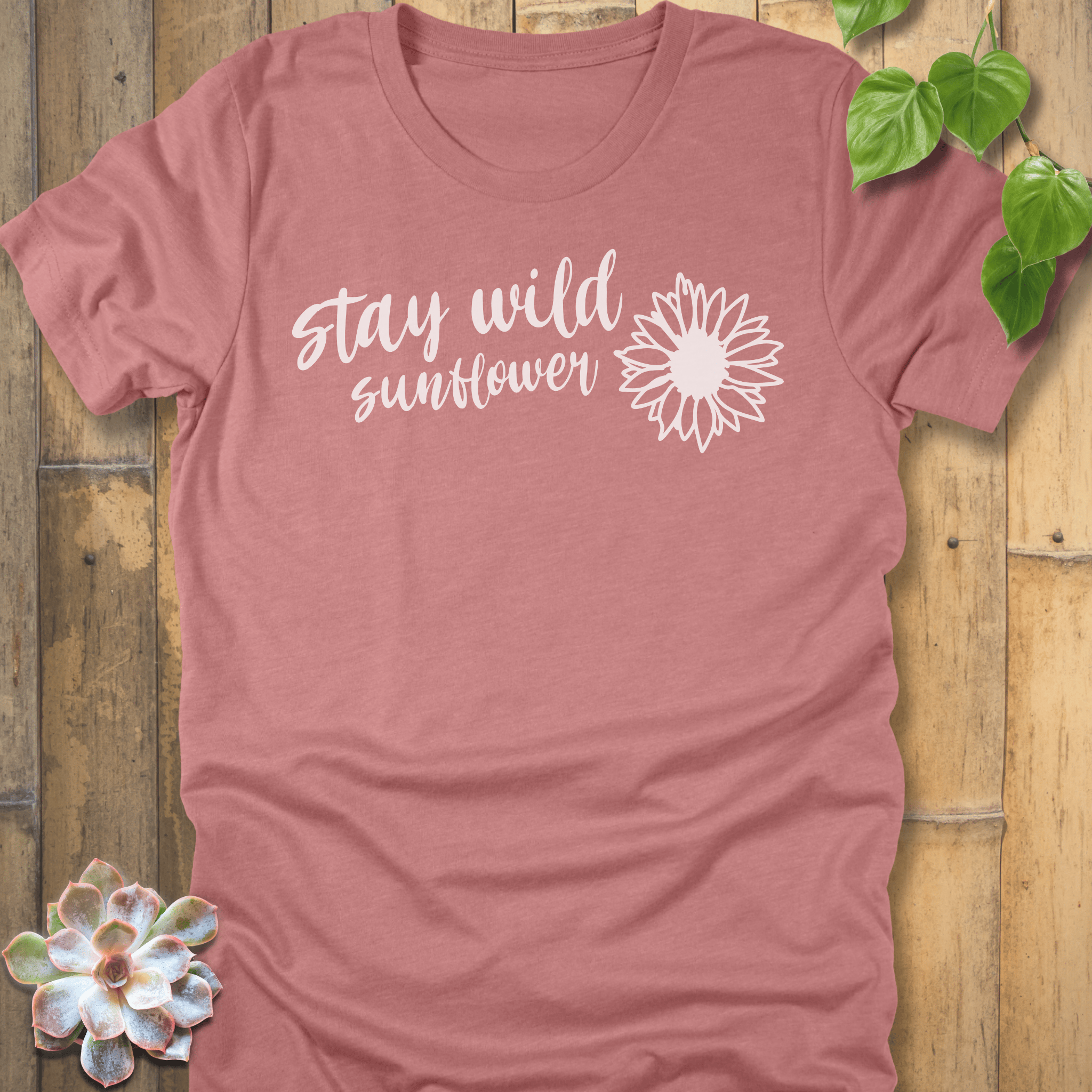 Heather Mauve / S Stay Wild Sunflower T-Shirt T-Shirt