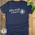 Heather Navy / S Stay Wild Sunflower T-Shirt T-Shirt