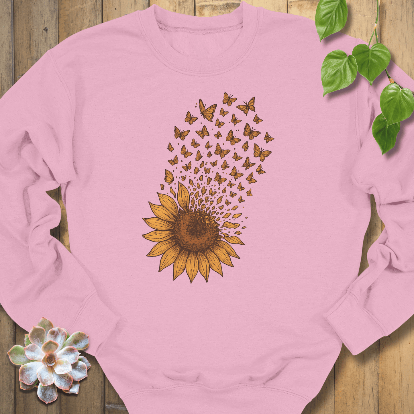 Light Pink / S Sunflower Butterfly Bloom Sweatshirt Sweatshirt