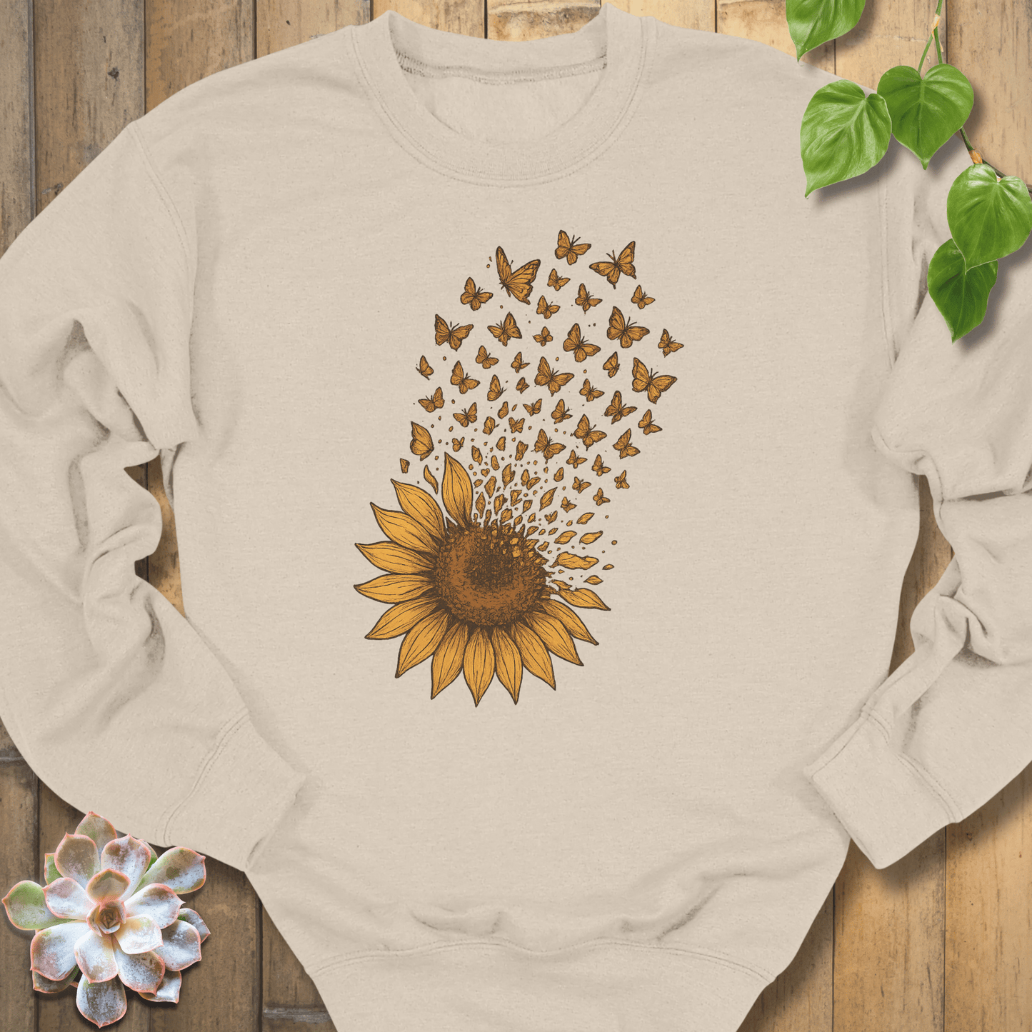 Sand / S Sunflower Butterfly Bloom Sweatshirt Sweatshirt