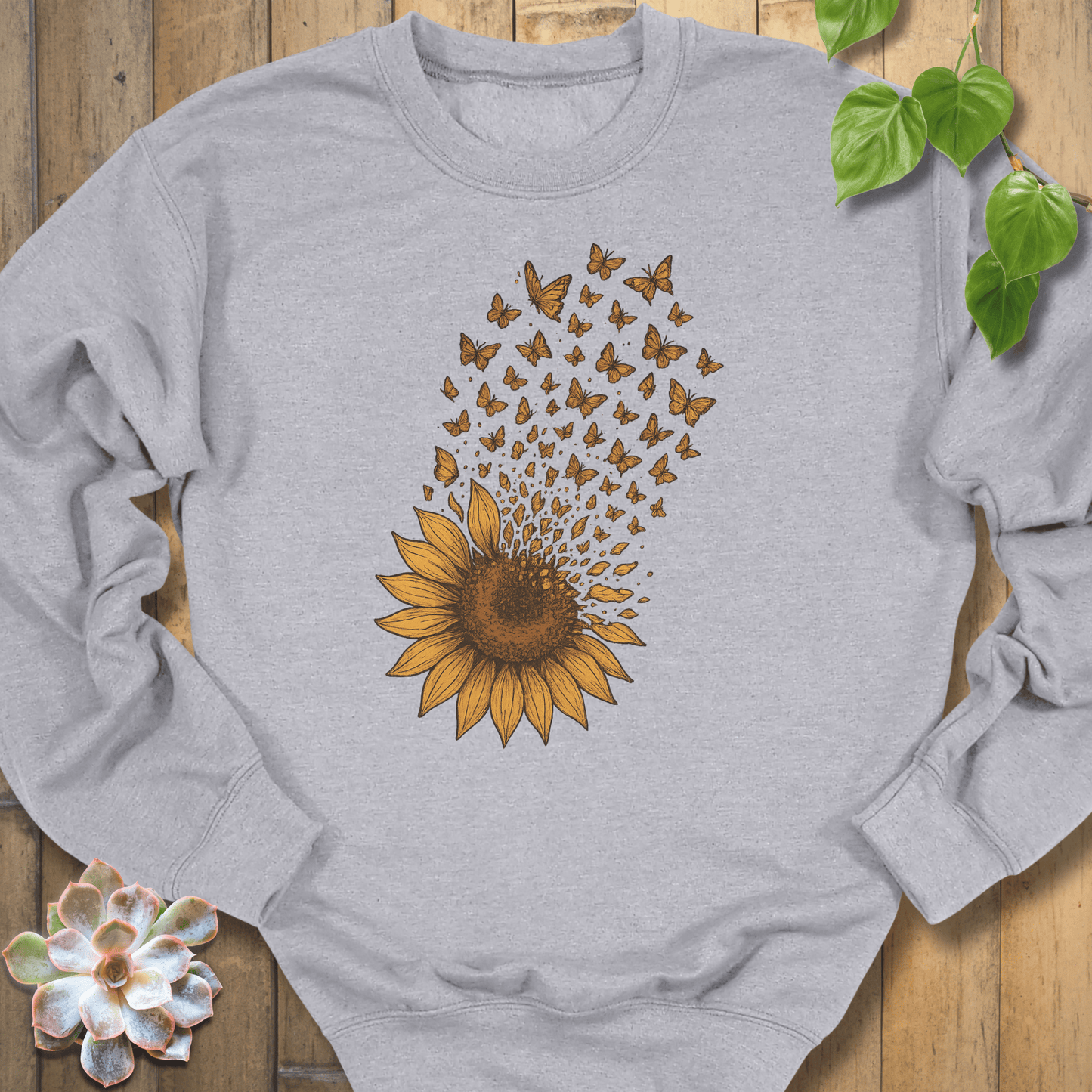 Sport Grey / S Sunflower Butterfly Bloom Sweatshirt Sweatshirt