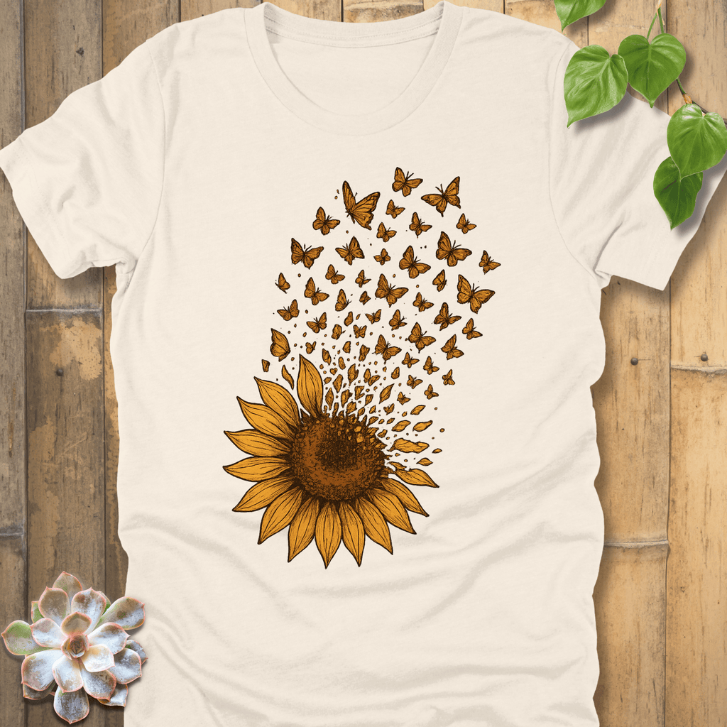 Natural / S Sunflower Butterfly  T-Shirt T-Shirt