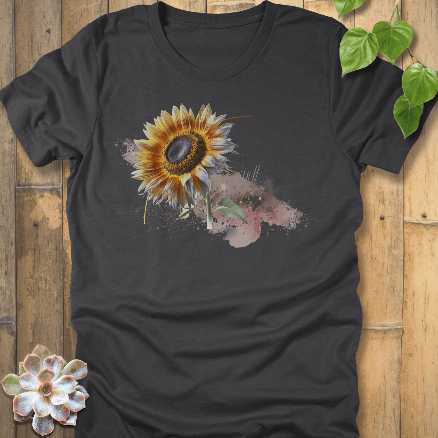 Dark Grey Heather / S Sunflower Serenity T-Shirt T-Shirt