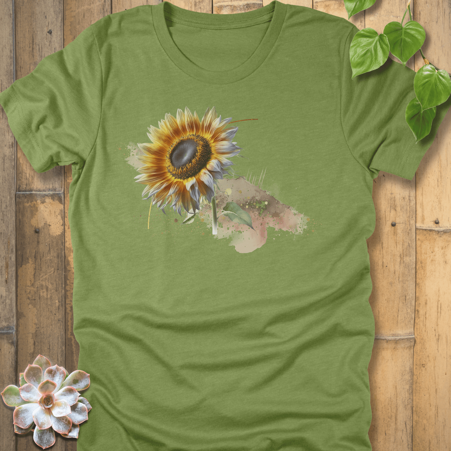 Heather Green / M Sunflower Serenity T-Shirt T-Shirt