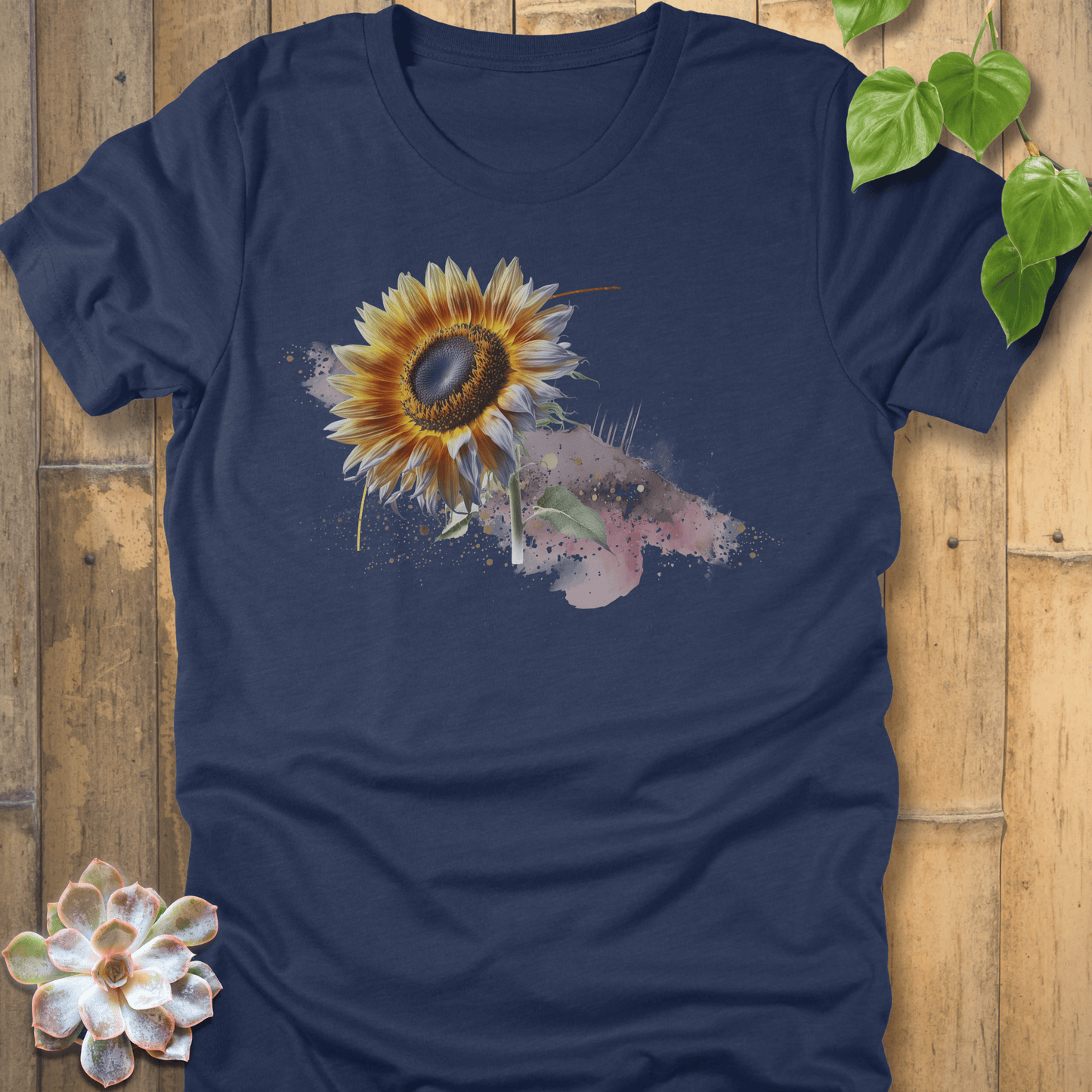 Heather Navy / S Sunflower Serenity T-Shirt T-Shirt