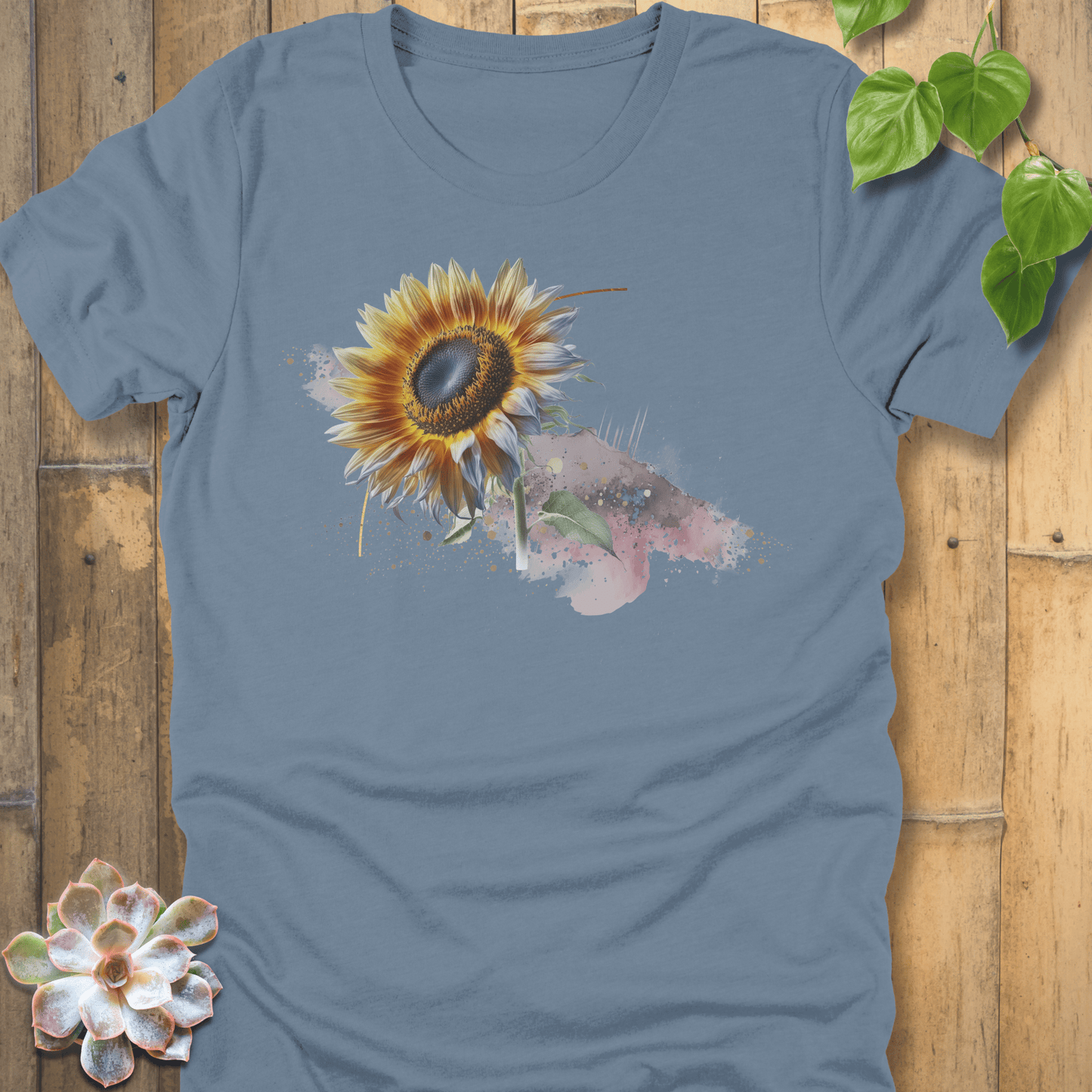 Steel Blue / S Sunflower Serenity T-Shirt T-Shirt