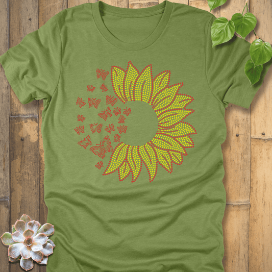 Heather Green / S Sunflower Sparkle T-Shirt T-Shirt