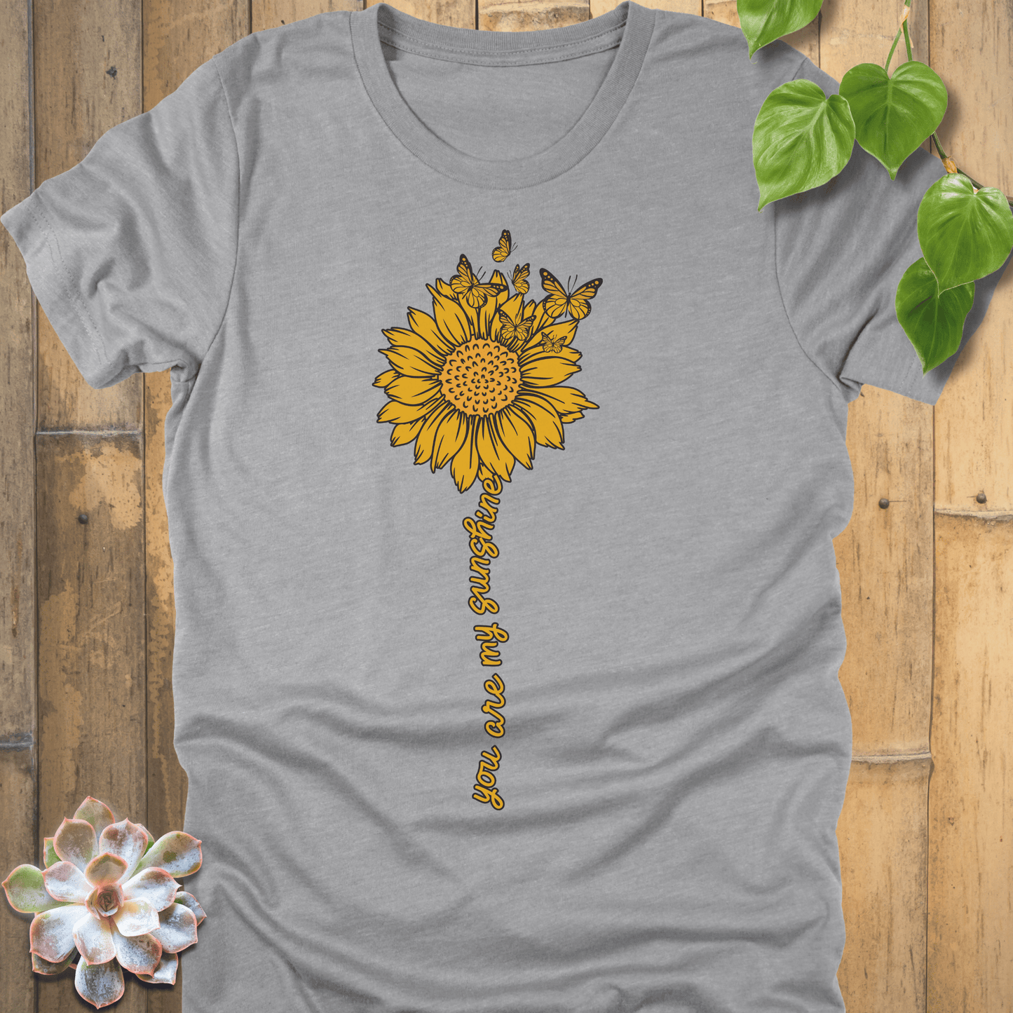 Athletic Heather / S Sunshine Sunflower T-Shirt T-Shirt