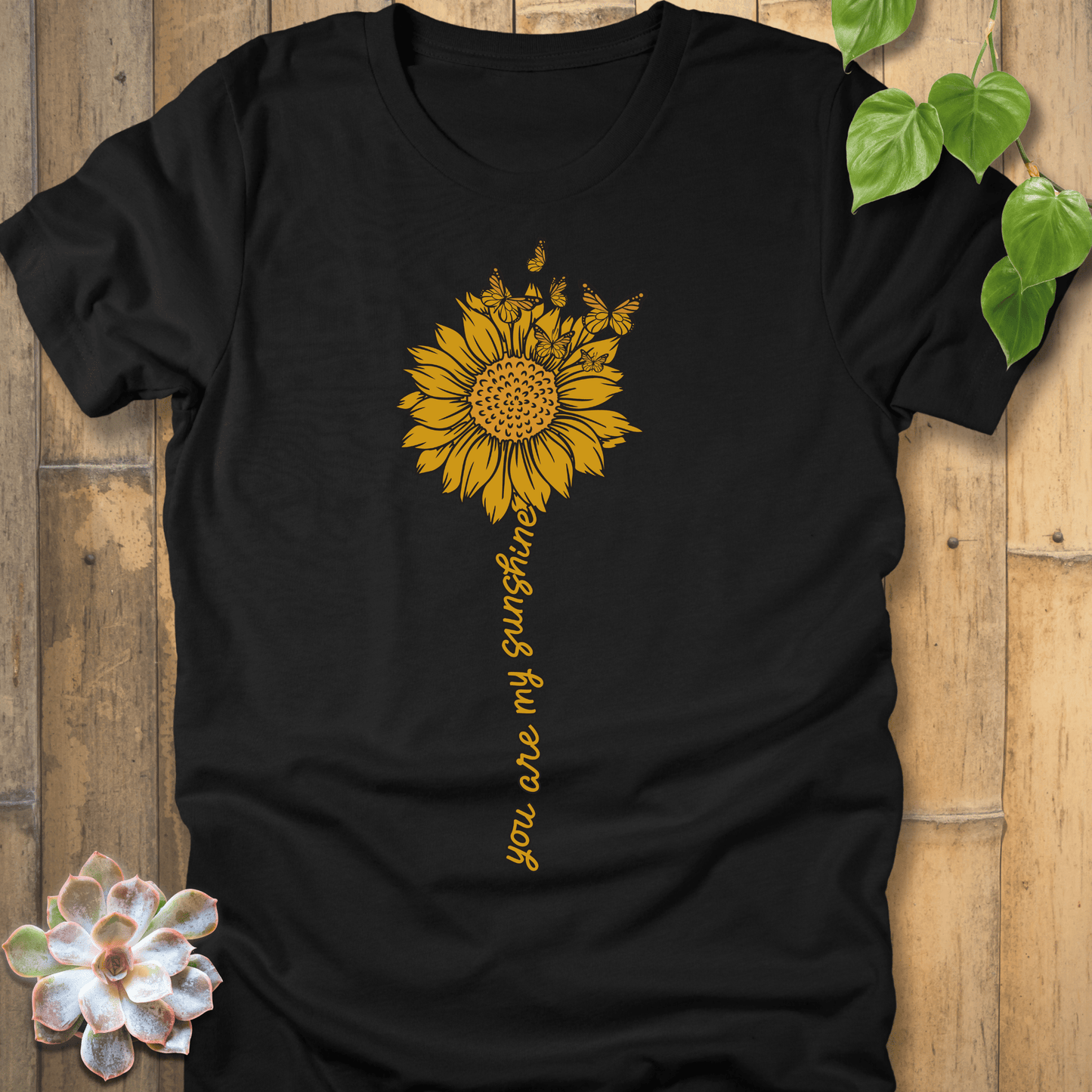 Black / S Sunshine Sunflower T-Shirt T-Shirt