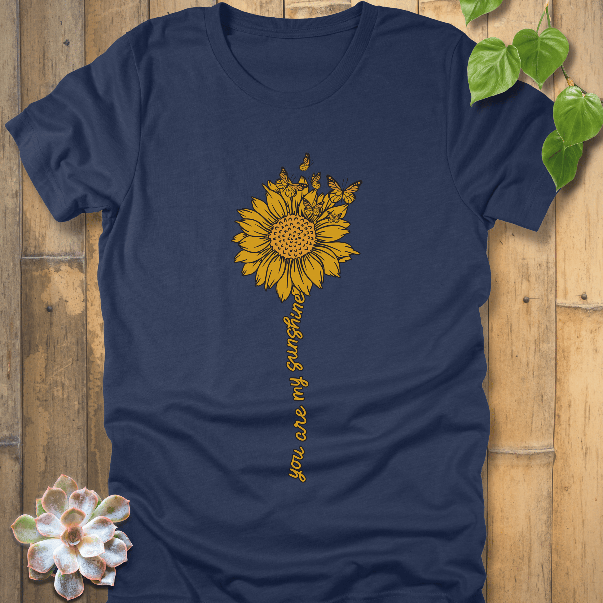 Heather Navy / S Sunshine Sunflower T-Shirt T-Shirt