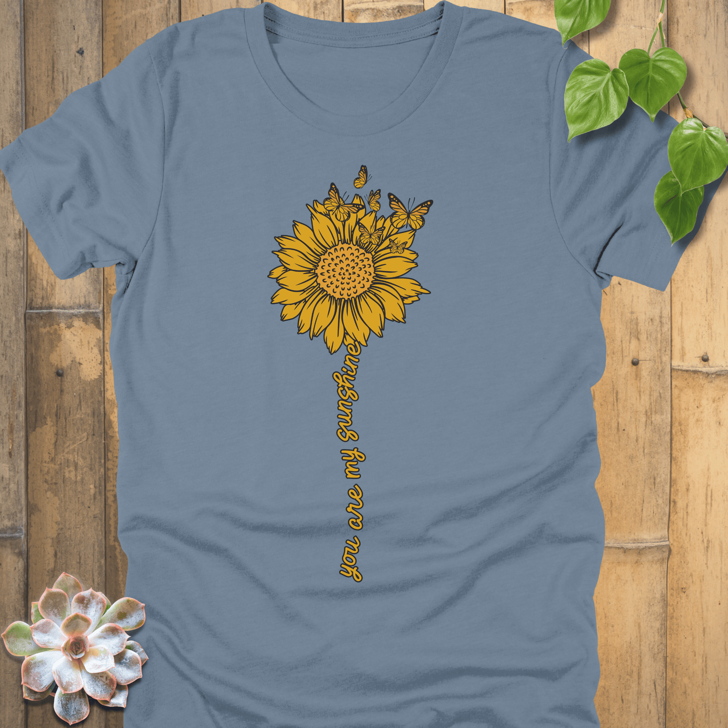 Steel Blue / S Sunshine Sunflower T-Shirt T-Shirt