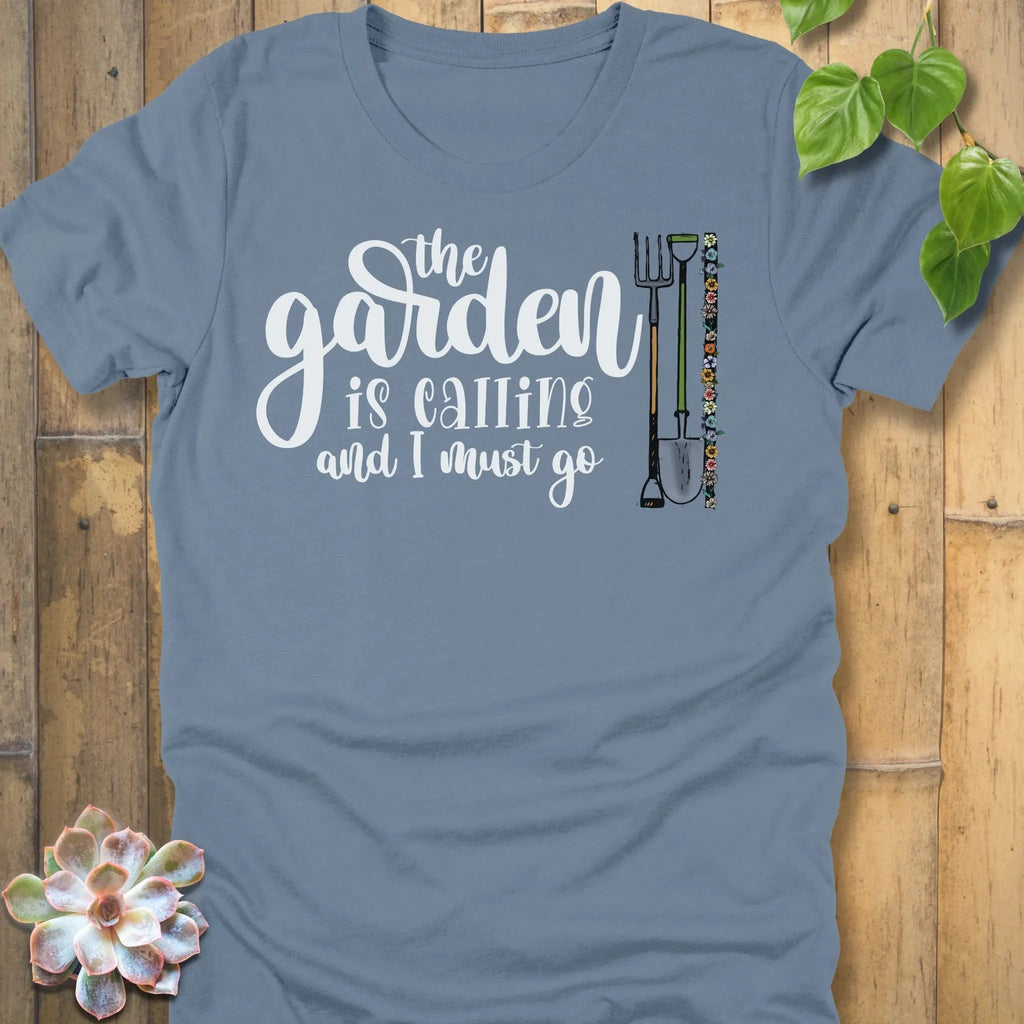 Steel Blue / S The Garden Is Calling T-Shirt T-Shirt