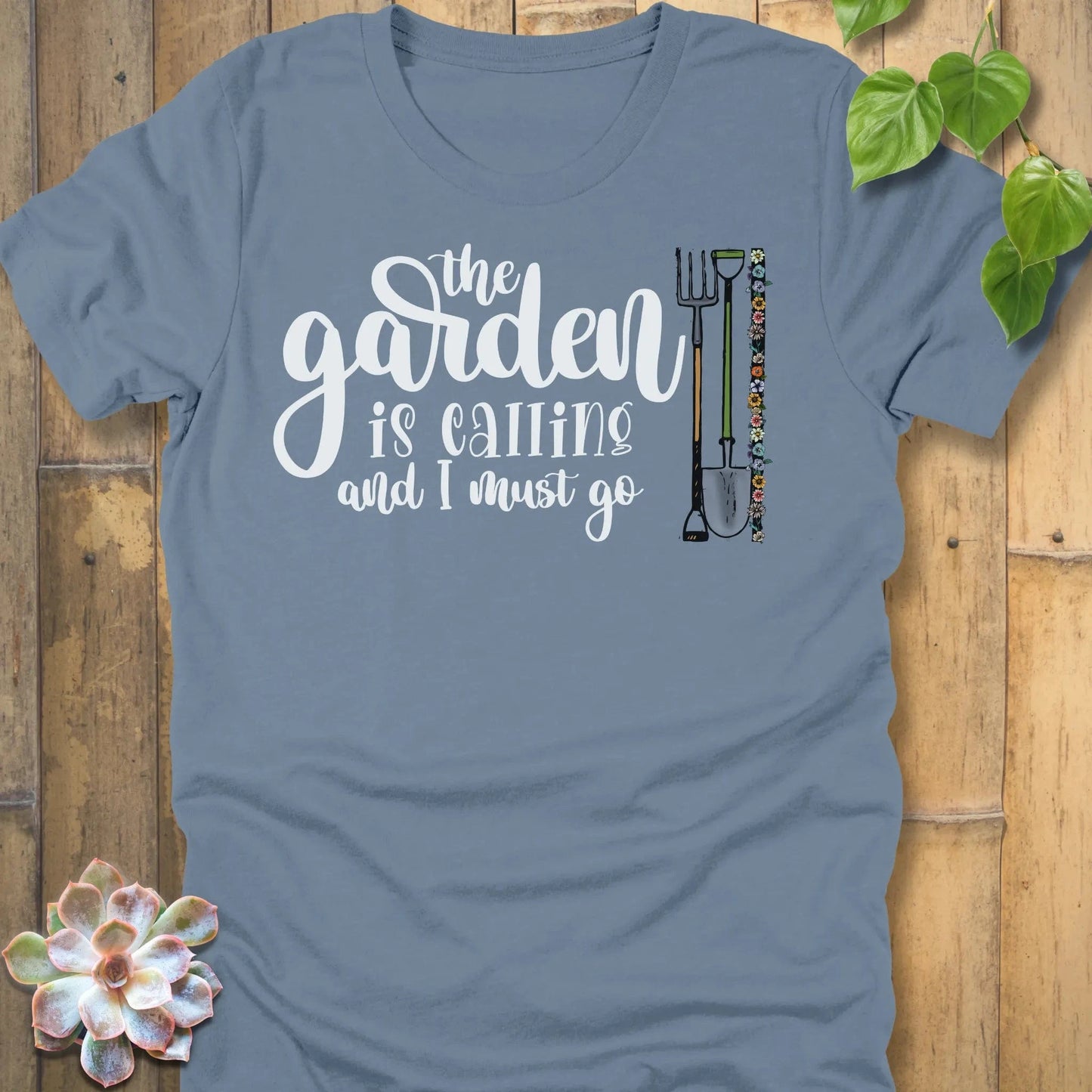 Steel Blue / S The Garden Is Calling T-Shirt T-Shirt