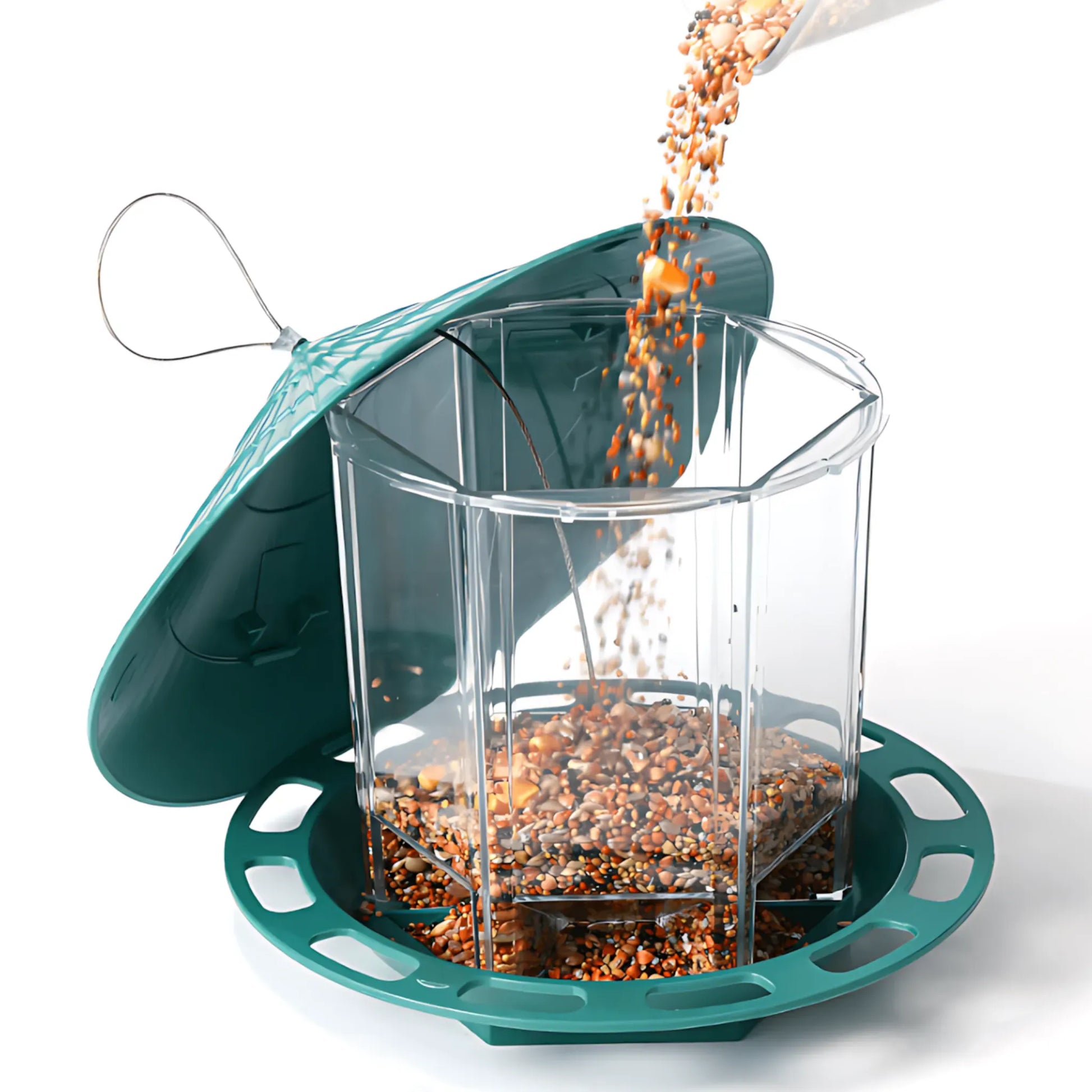 Green Transparent Hanging Bird Feeder Hanging Bird Feeder