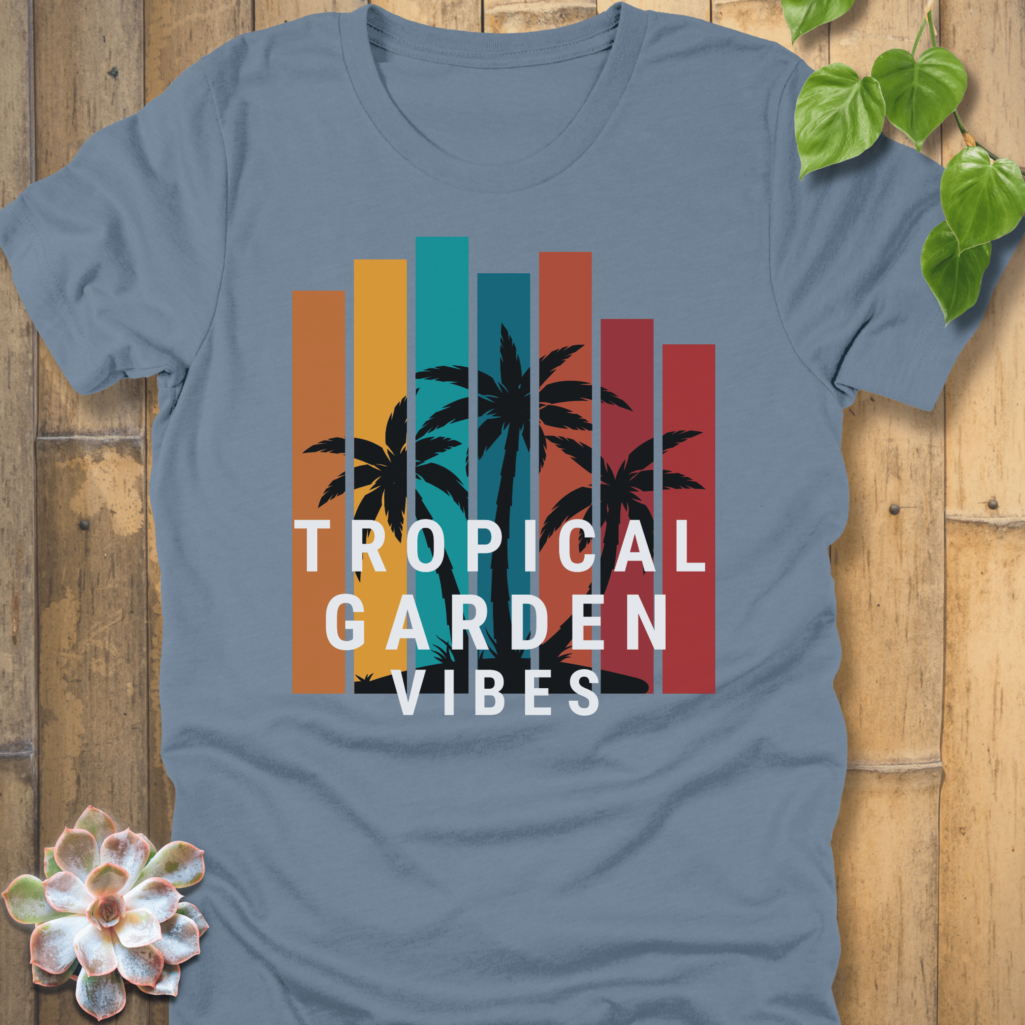 Steel Blue / S Tropical Garden Vibes T-shirt T-Shirt