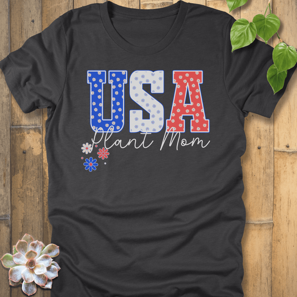 Dark Grey Heather / S USA Plant Mom T-Shirt T-Shirt